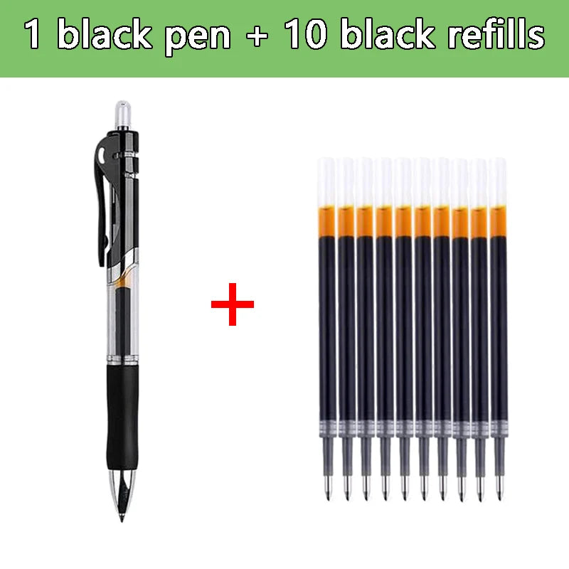 Glen Pens Set - Black Blue Red Refill Bullet Tip 0.5mm Smooth Writing Pens
