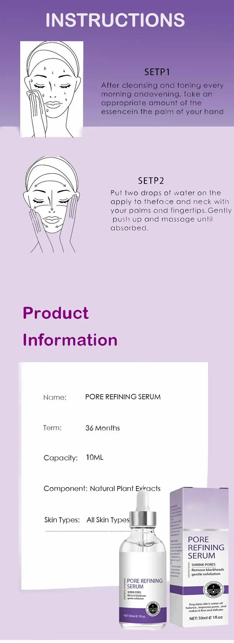 Skin Texture & Pore Refining Facial Serum - Resurfacing & Brightening Product