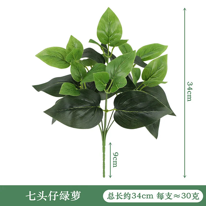 Artificial Silk Tortoiseshell Leaf Plant - Realistic Taro Dieffenbachia Fale Greenery for Home Decor