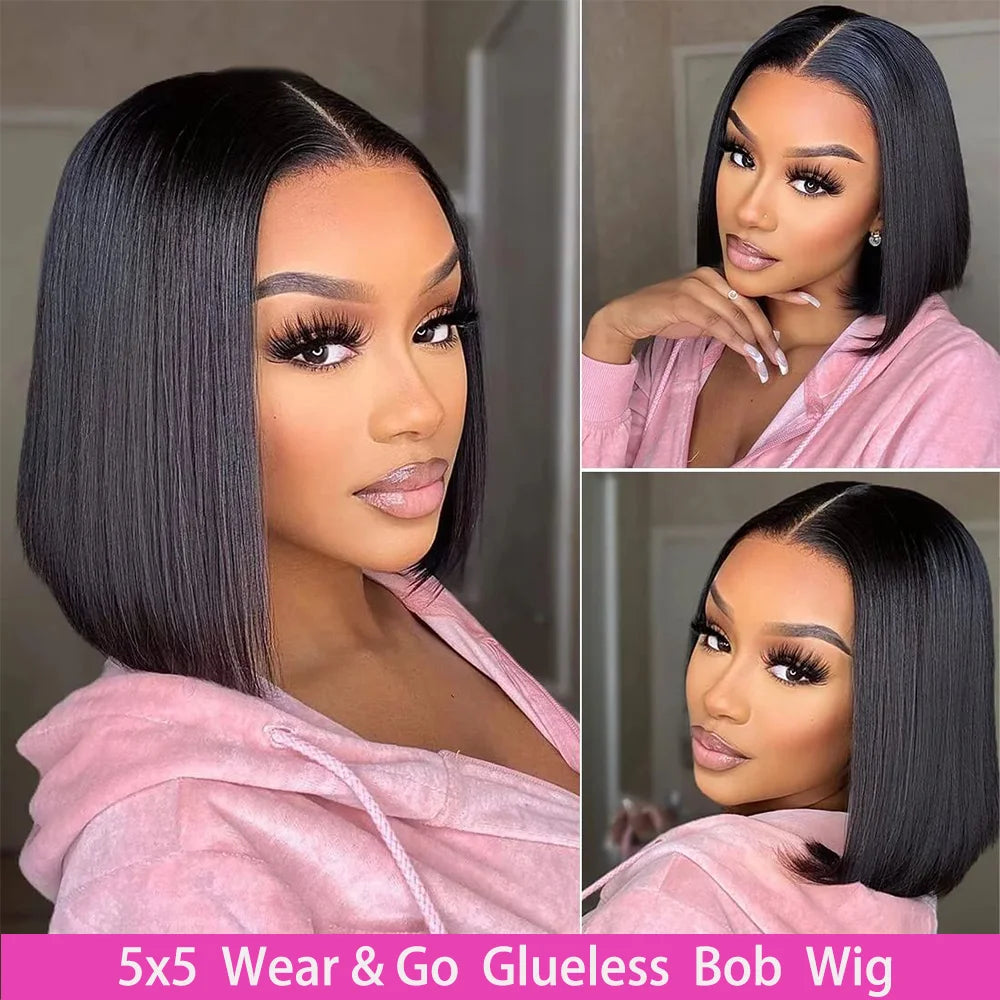 Premium Glueless Bob Wig - Wear and Go Human Hair