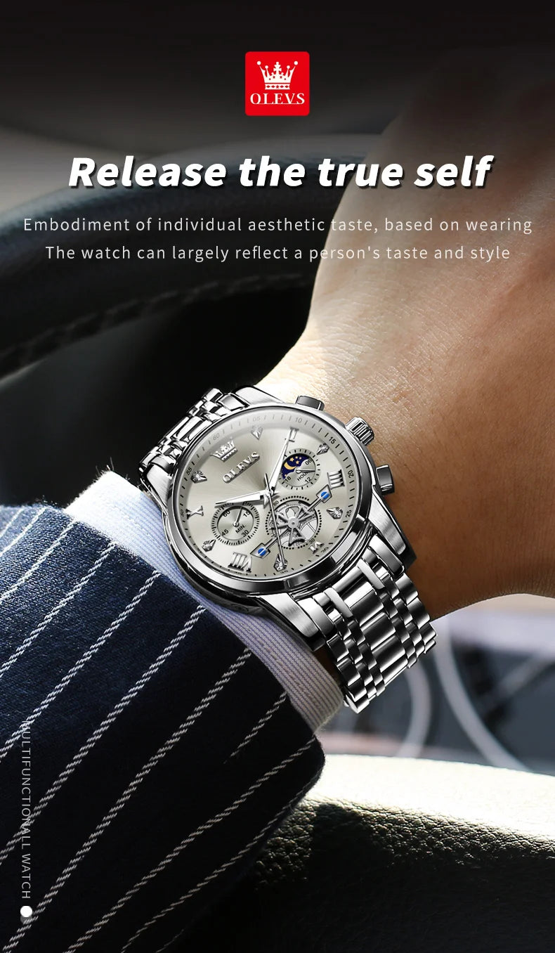 OLEVS Men's Classic Multifunctional Flywheel Automatic Watch -elegant & Precise