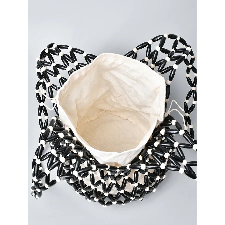Women's Woven Bucket Bag- Hollow Out Beach Tote Shoulder Handbag