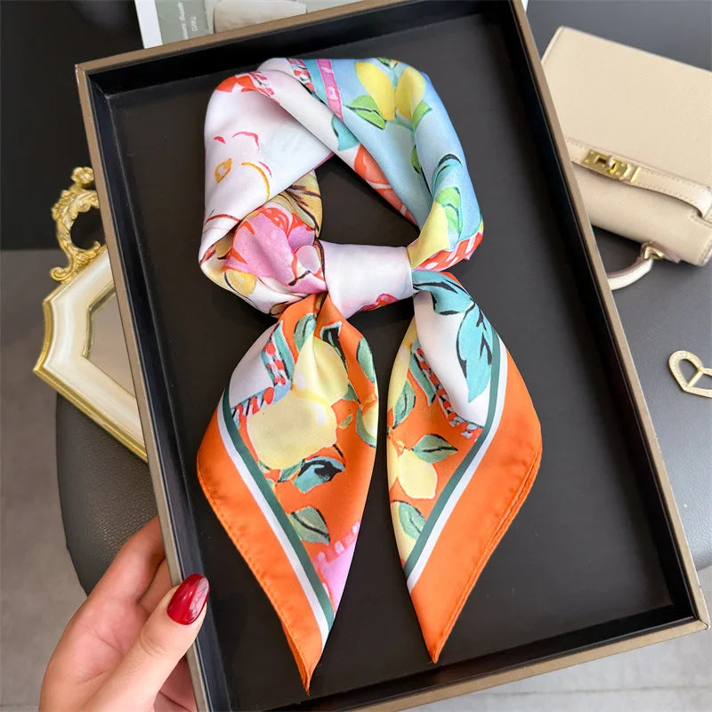 Bohemian Luxury Silk Square Scarf for Women Designer Print Shawl & Versatile Wrap