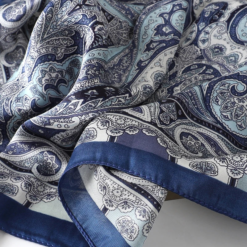 Bohemian Luxury Silk Square Scarf for Women Designer Print Shawl & Versatile Wrap