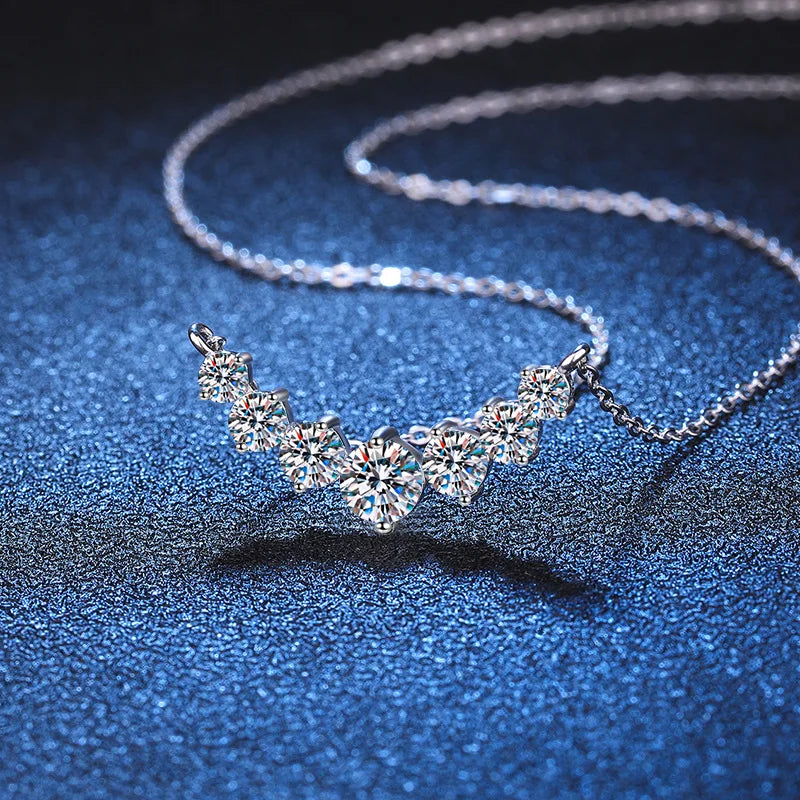 Moissanite Diamond Necklace 925 Sterling Silver 18K white Gold-Plated Wedding Fine Jewelry with Certificate