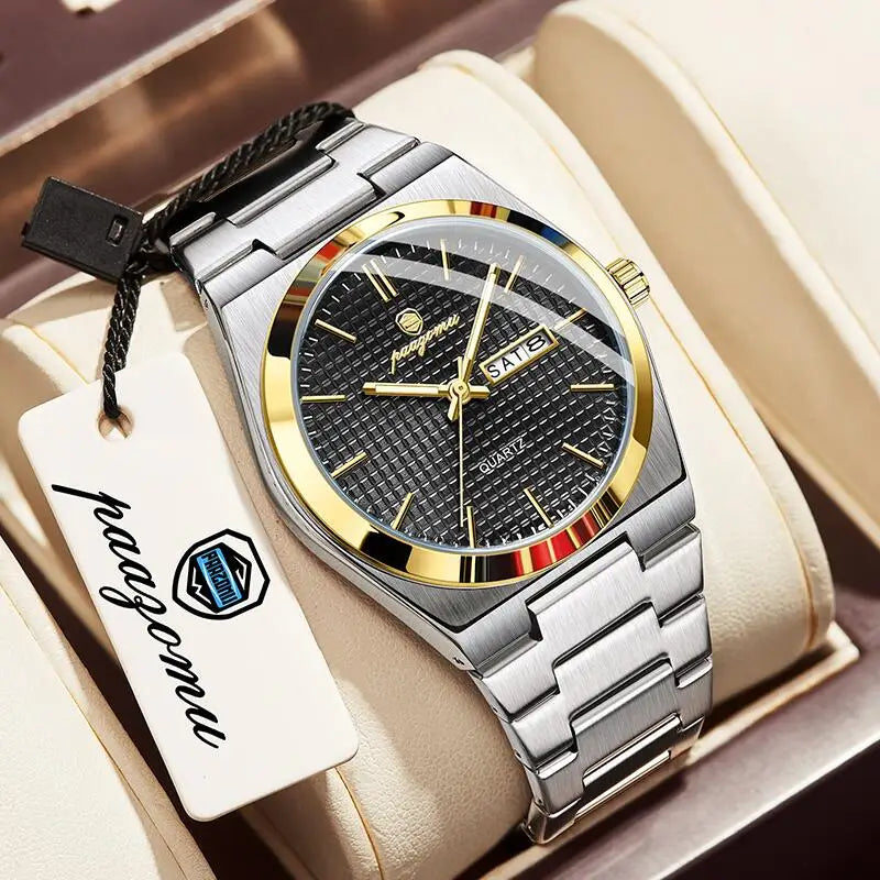PAAZOMU Luxury Men's Chronograph Watch - Luminous, Waterproof, Dat Display