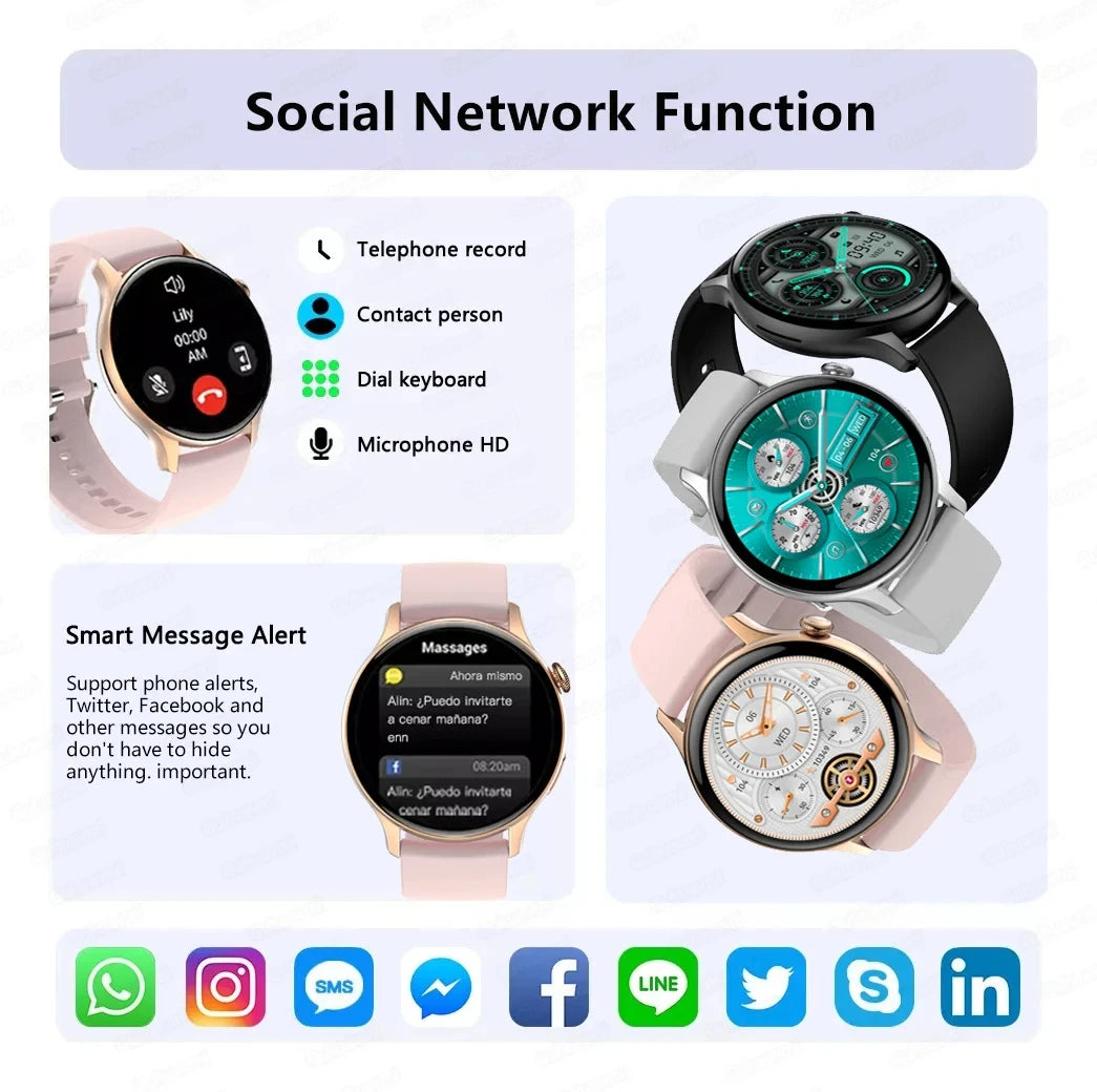 2024 True AMOLED Smart Watch Ladies Screen Always Show Time 466*466 HD Health Tracker Voice Calling Smartwatch Women For Xiaomi