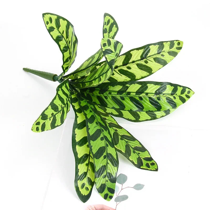 Artificial Silk Tortoiseshell Leaf Plant - Realistic Taro Dieffenbachia Fale Greenery for Home Decor