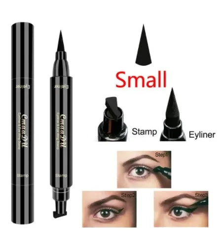 2 In1 Liquid Glitter Eyeliner Stamp Thin Seal Makeup Black Red Green Fast Dry Eye Liner Pencil 7 Color Blue Brown Smoky Eyes