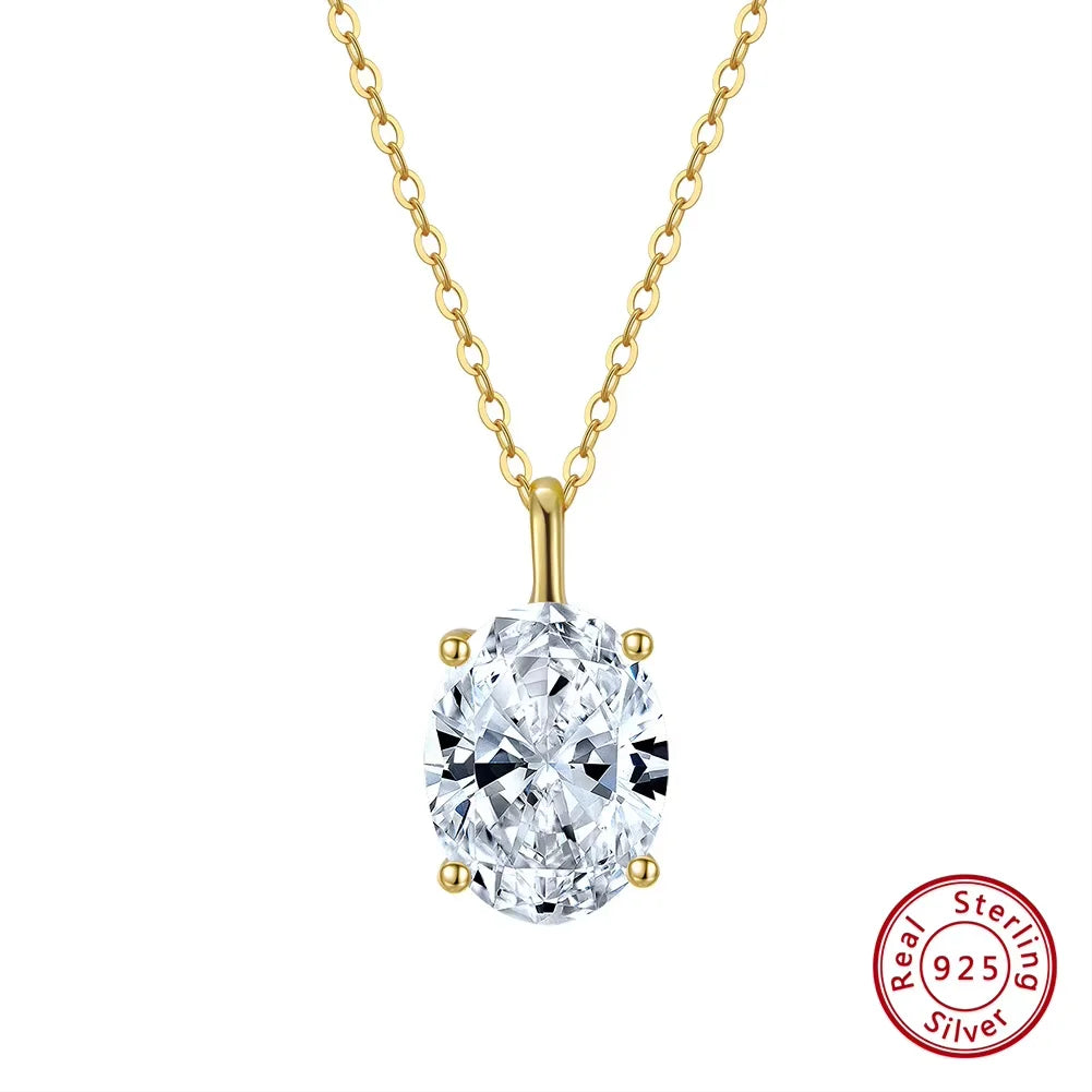 925 Sterling Silver Princess Cut Solitaire Necklace Cubic Zirconia Pendant