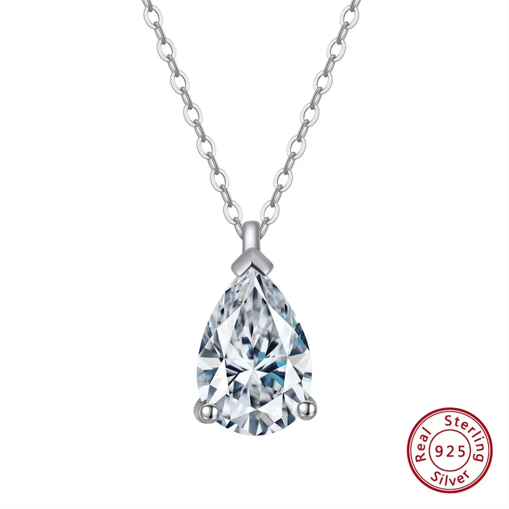 925 Sterling Silver Princess Cut Solitaire Necklace Cubic Zirconia Pendant