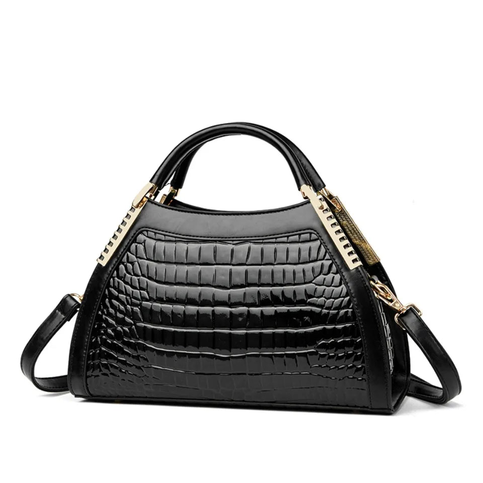 Luxury Alligator Patent Leather Crossbody Hobo Bag