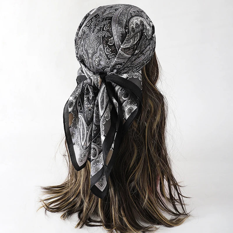 Bohemian Luxury Silk Square Scarf for Women Designer Print Shawl & Versatile Wrap