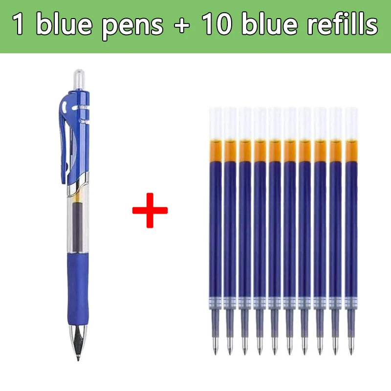 Glen Pens Set - Black Blue Red Refill Bullet Tip 0.5mm Smooth Writing Pens