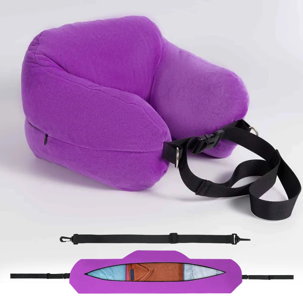 Adjustable U-Shaped Travel Neck Pillow - Comfortable Support Travel for Rest