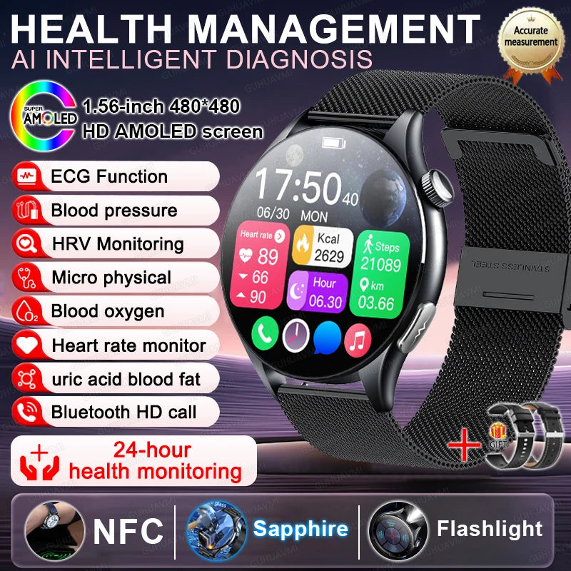 2025 Clinical Grade Laser Therapy Smartwatch - Blood Pressure Heart Rate Monitor