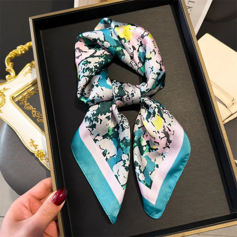 Bohemian Luxury Silk Square Scarf for Women Designer Print Shawl & Versatile Wrap