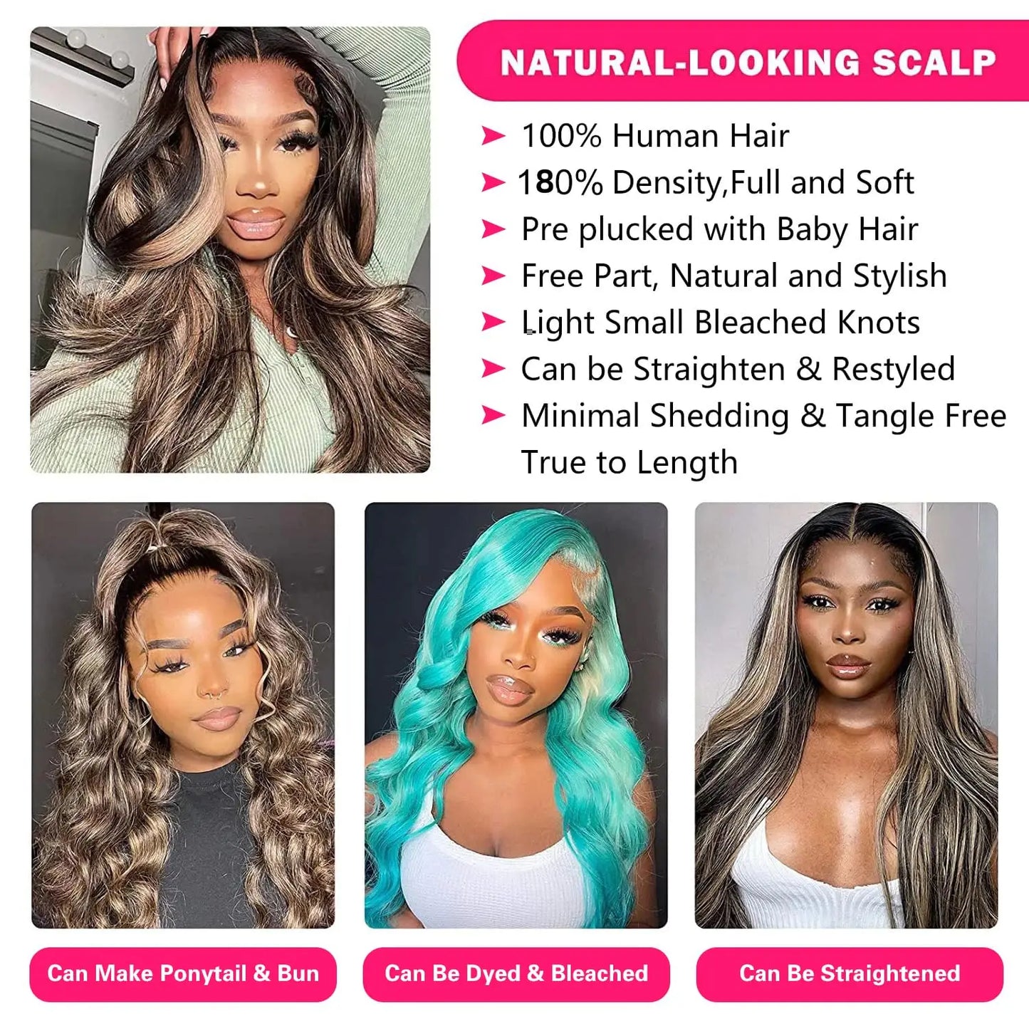 Body Wave Highlight Wig-13x4 Lace from Ombre Blonde Human Hair Wig