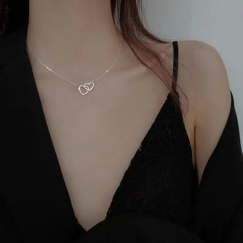 Crystal Zircon Water Drop Pendant Necklace - Invisible Chain Choker for Women