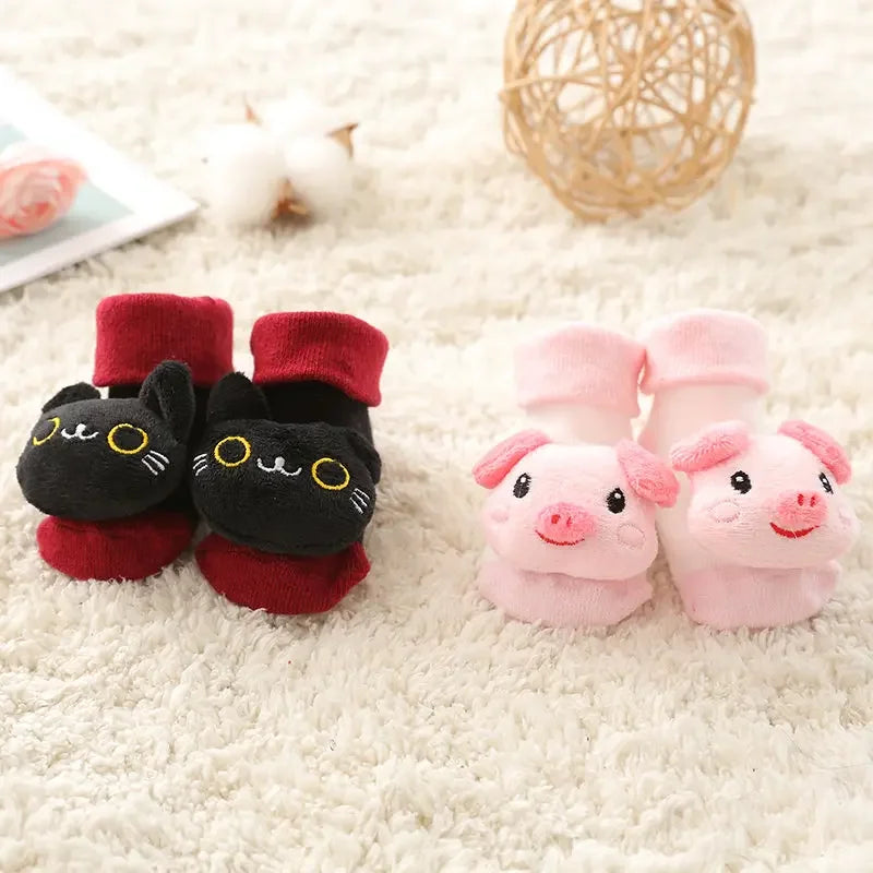 3D Cartoon Animal Baby with Bells - Non - Stop Cotton