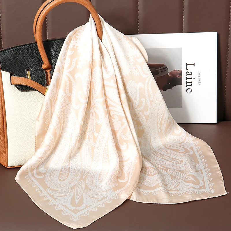 Bohemian Luxury Silk Square Scarf for Women Designer Print Shawl & Versatile Wrap