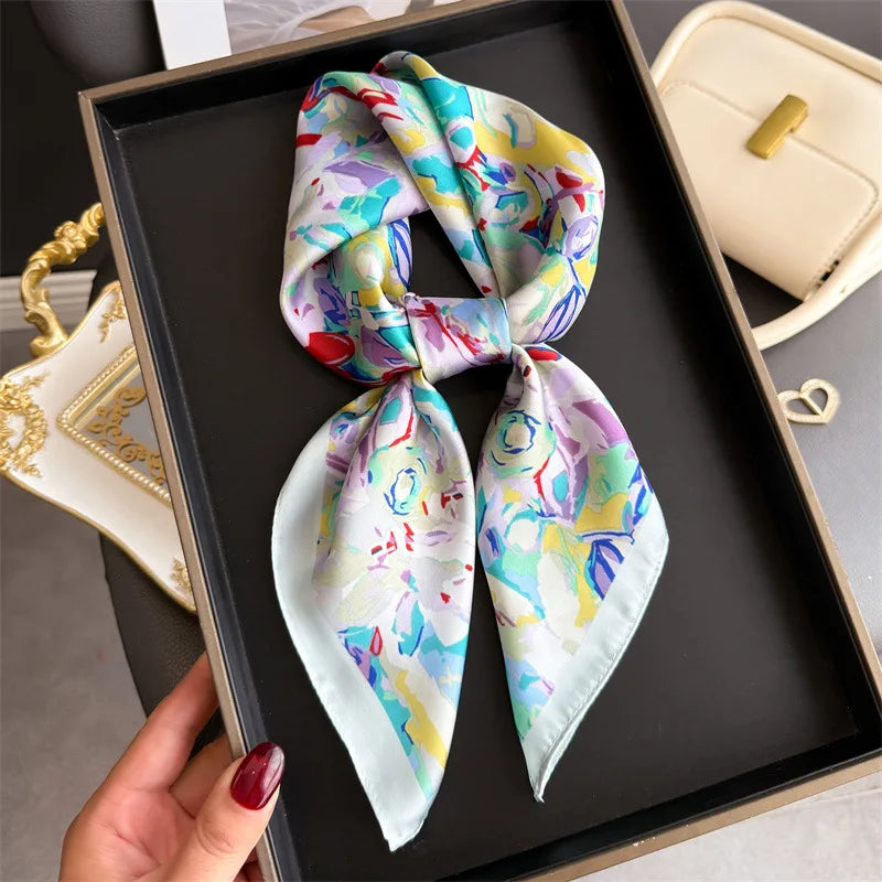 Bohemian Luxury Silk Square Scarf for Women Designer Print Shawl & Versatile Wrap