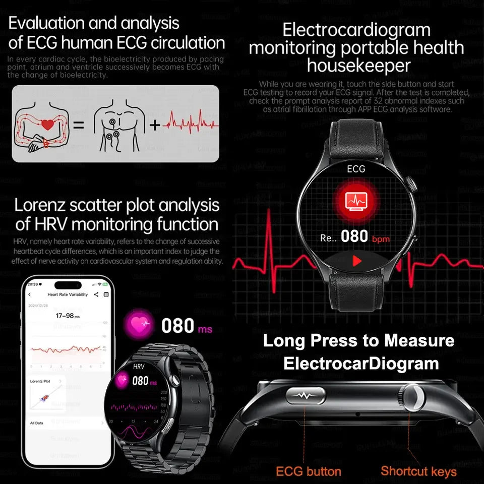 2025 Clinical Grade Laser Therapy Smartwatch - Blood Pressure Heart Rate Monitor