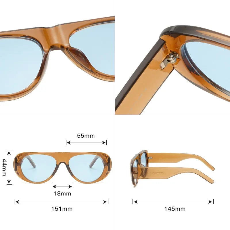 Oval Oversized Sunglasses Women Men - Colorful Frame Outdoor Eyewear UV400