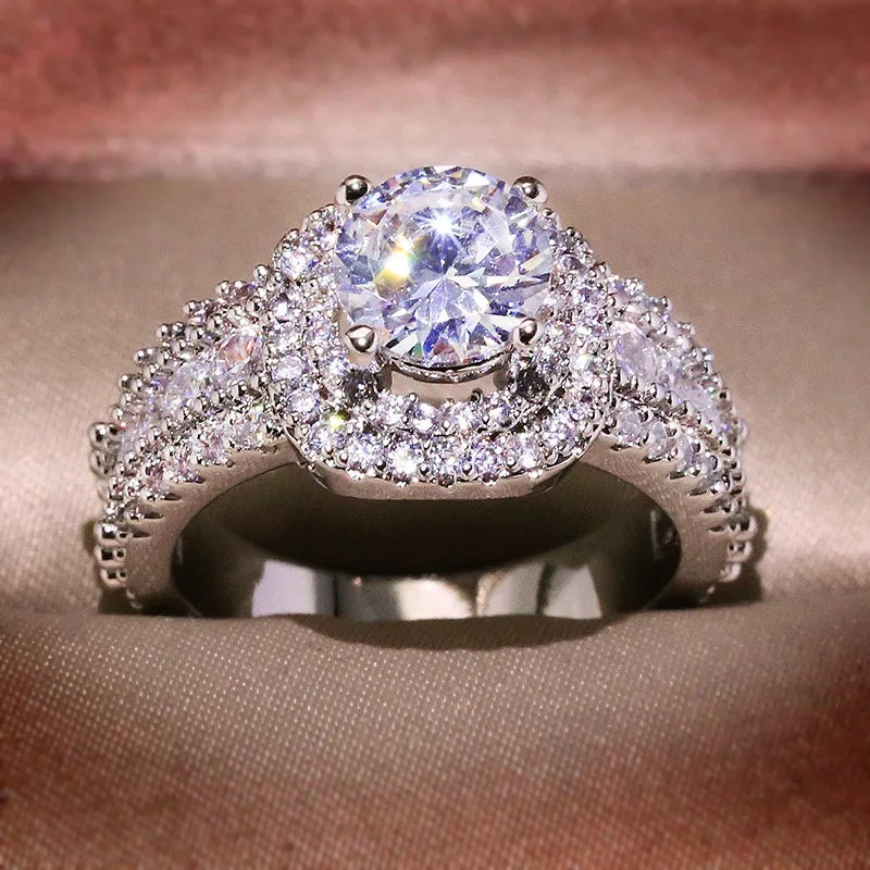 925 Sterling Silver Cubic Zirconia Engagement Ring