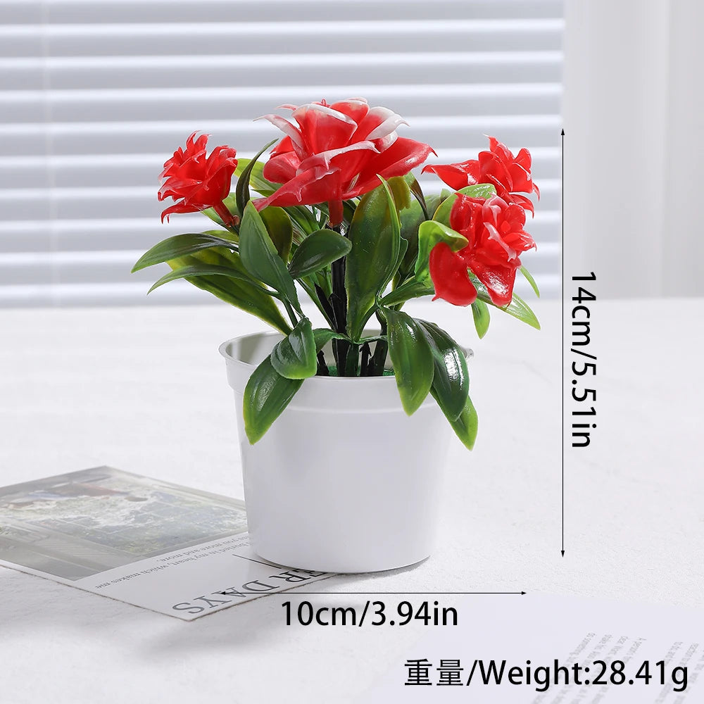 Artificial Bonsai with Faux Flowers Potted Fake Plant for Home, Wadding & Housewarmings Decor