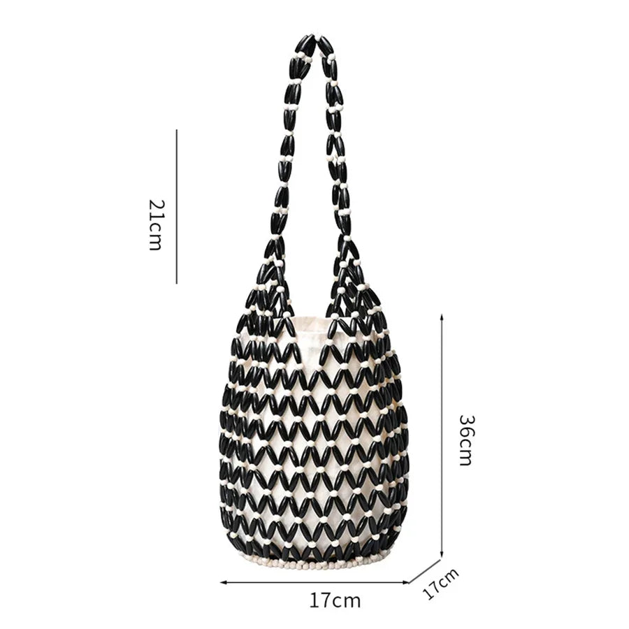 Women's Woven Bucket Bag- Hollow Out Beach Tote Shoulder Handbag