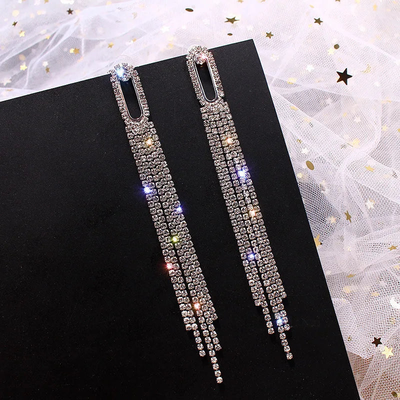 Rhinestone Tessel Drop Earrings
