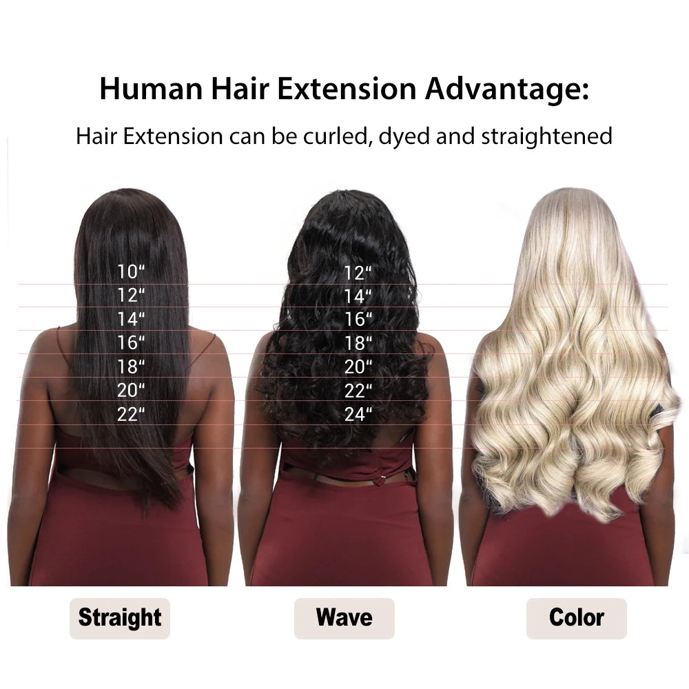 Straight Human Hair Extensions - Fusion Flat Tip Keratin Bond Natural Hair