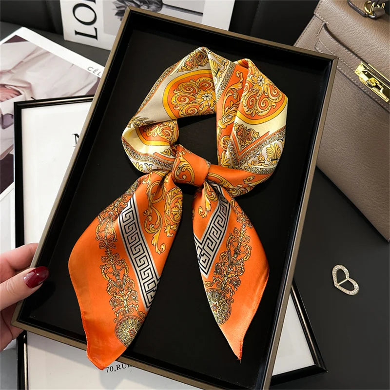 Luxury Silk Feeling Neckerchief for Women Designer Style Neck Wrap & Hair Accessory