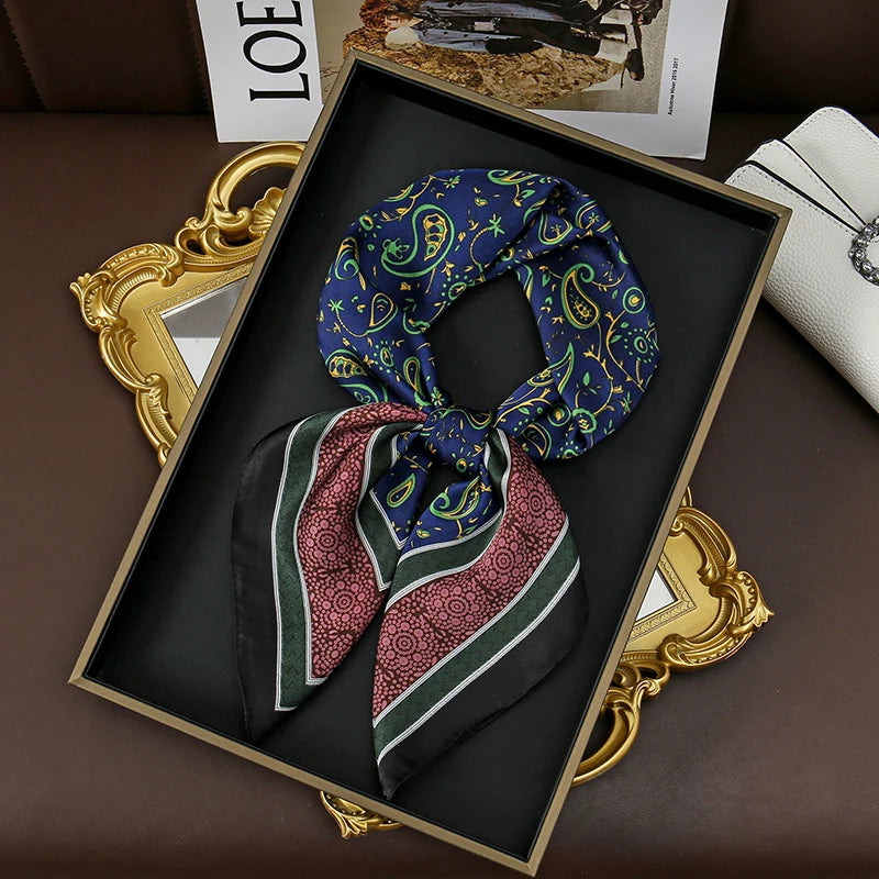 Bohemian Luxury Silk Square Scarf for Women Designer Print Shawl & Versatile Wrap
