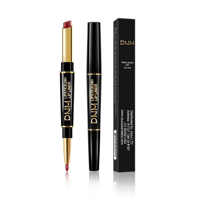 DNM 2-in-1 Matte Lipstick & Lip Liner Pencil - Long-Lasting Waterproof