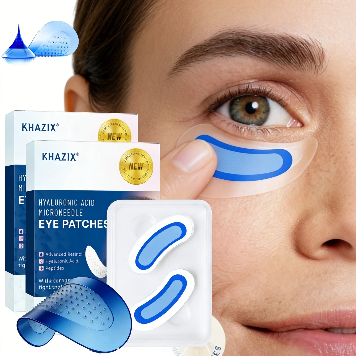 Retinol Microneedle Eye Patches with Hyaluronic Acid - Aging Under Eye Treatment