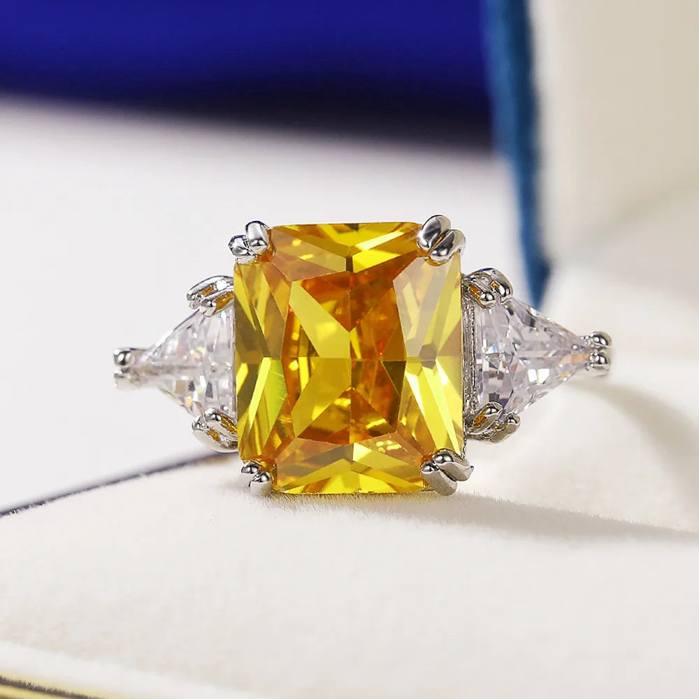 Geometric Yellow Cubic Zirconia Gold Ring
