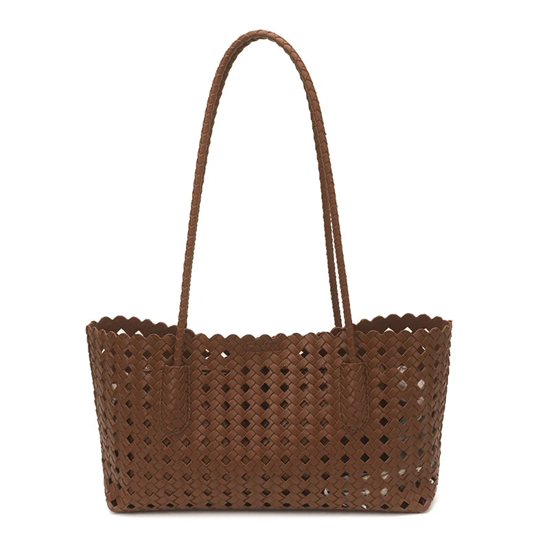 Women's Woven Shoulder Bag - Luxury Designer Tote Purse Handbag