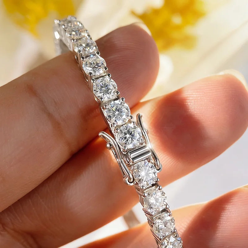 Smyoue 18k Gold Plated Moissanite Tennis Bracelet 925 Sterling Silver 3/4/5mm Women & Men