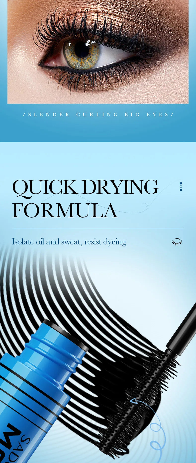 Waterproof Lengthening Mascara - Silk Fiber Formula for Volume & Length