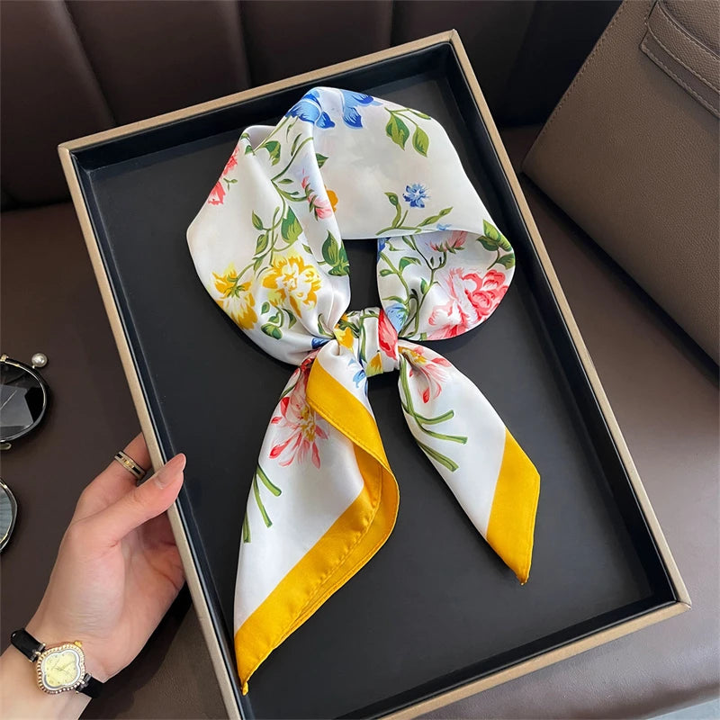 Bohemian Luxury Silk Square Scarf for Women Designer Print Shawl & Versatile Wrap