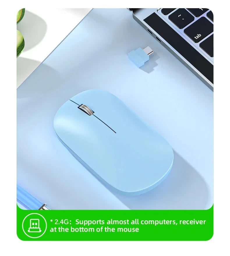 Wireless Mouse Type -C Charging - Silent Click Portable Ergonomic Computer Mouse