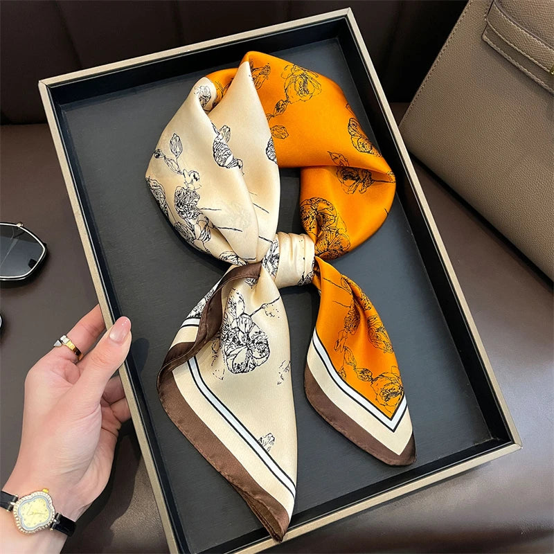Bohemian Luxury Silk Square Scarf for Women Designer Print Shawl & Versatile Wrap
