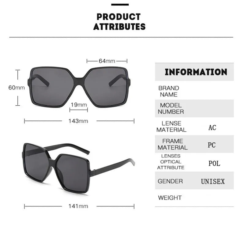 Oversized Gradient Sunglasses for Women- Big Frame UV400 Sunglasses