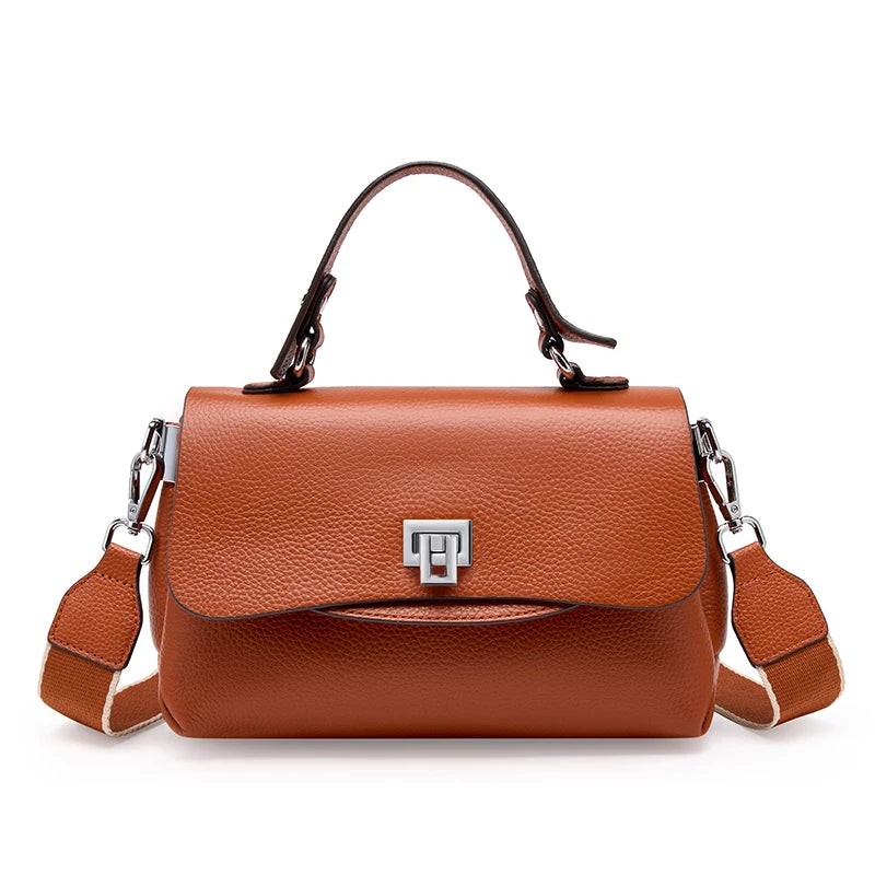 Women's Genuine Leather Top - Handle Envelop Bag - Luxury Crossbody Handbag