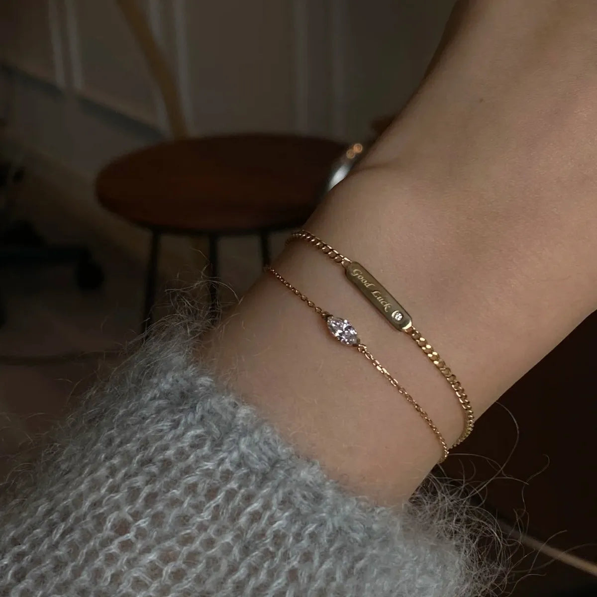 925 Sterling Silver 14K Gold Geometric Zirconia Bracelet Luxury Women's Jewelry