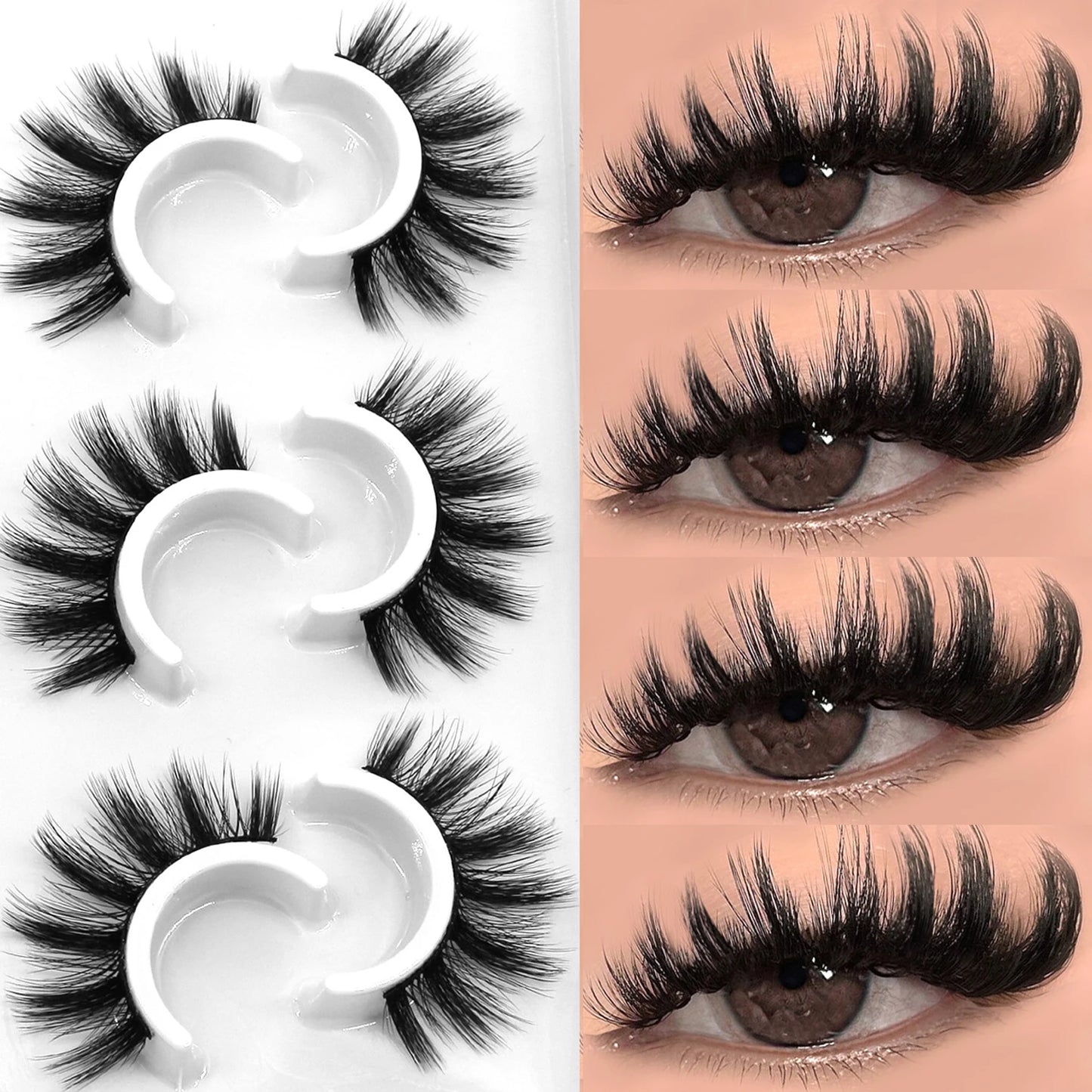 Velrinay 3D Mark Lashes soft Natural False Eyelashes Faux Mink Eyelash Extension
