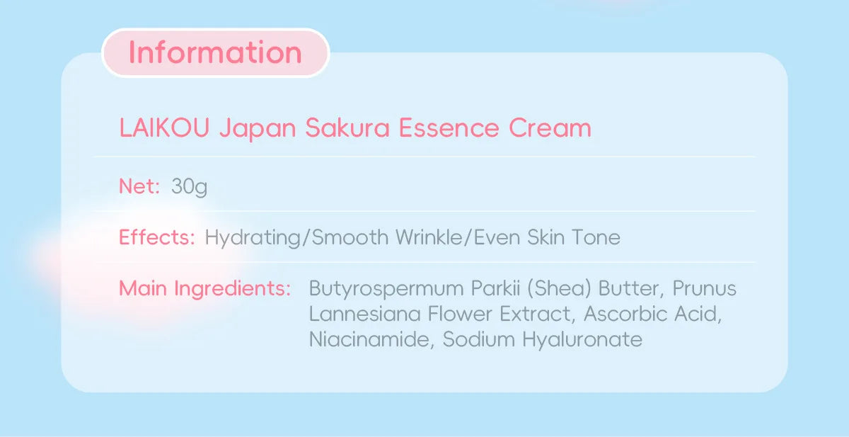 LAIKOU Sakura Face Cream - Brightening & Moisturizing 30g