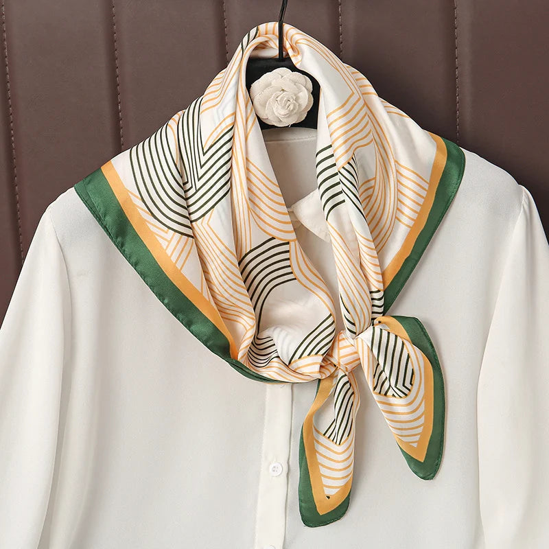 Luxury Print Satin Silk Square Scarf for Women Hijab Shawl & Elegant Wrap Accessory